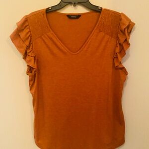 Ruffled Sleeve Shirt in Rust